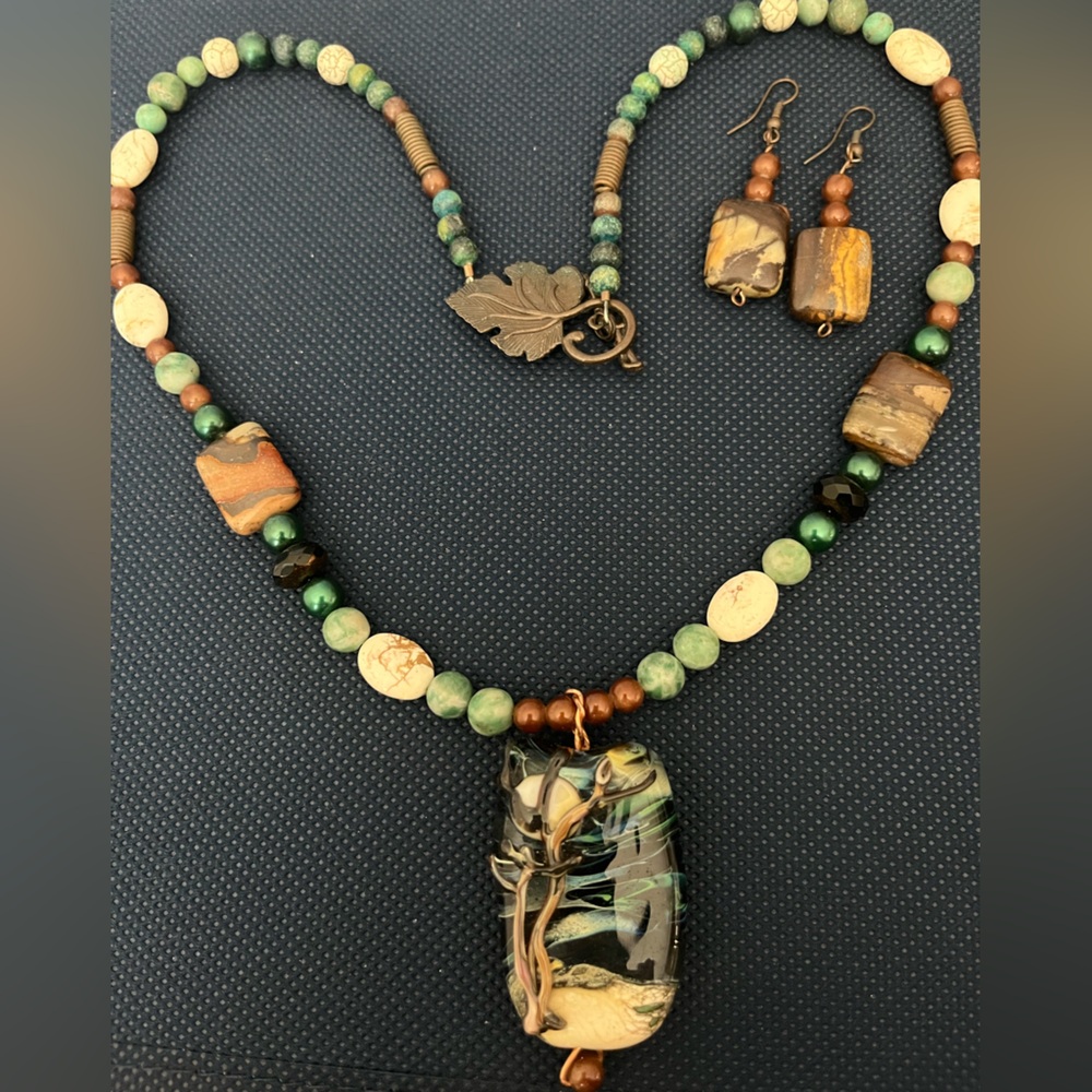 Handcrafted Beaded Necklace and Earring Set